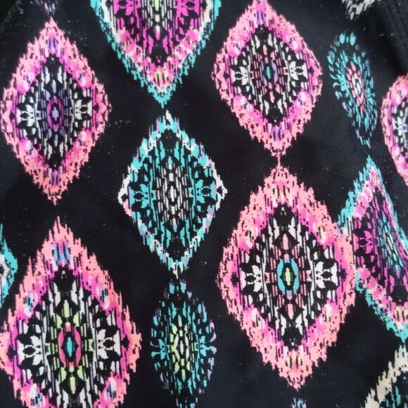 Xhilaration (Target) 2-piece bikini swimsuit, black pink blue tribal pattern M/L - Picture 3 of 9